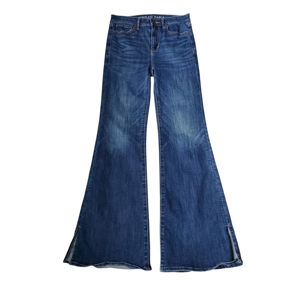 American Eagle Super High Rise Flare Jeans with Slits Size 4